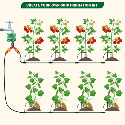 32Sets Irrigation Dripper Kit-Adjustable Water Drip Emitter & Support Stake