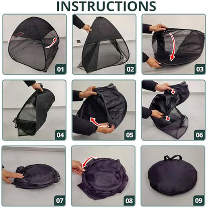 2Pcs Pop Up Garden Netting Bug and Shade Cover,Plant Sun Shade Netting Tent - color: Black-28x28x30 Inch