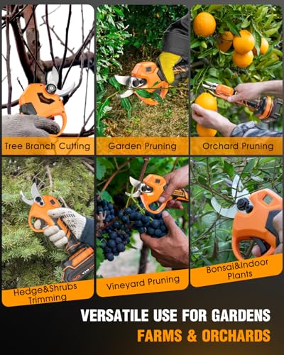 Electric Pruning Shears, 1.5"-2.05" Cut, Cordless Clippers for Gardening