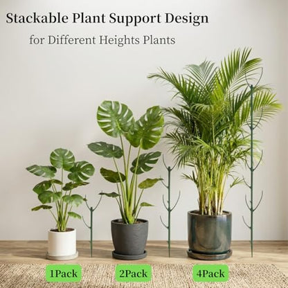 10Pack Stackable Plant Support, 2 in 1 Monstable Plant Stakes & Tomato Cage Kits for Indoor Outdoor Climibing Plants, Durable Alternative to Moss Pole Sticks Trellis for Houseplants Potted - size: 10 Pack