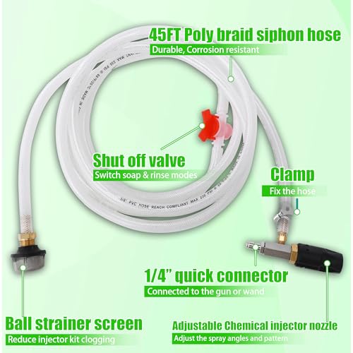 JOEJET Adjustable Long Range Downstream Injection Nozzle Kit 4-4.5 GPM - size: 45 FT, style: 4-4.5 Gallons