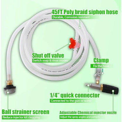 JOEJET Adjustable Long Range Downstream Injection Nozzle Kit 4-4.5 GPM - size: 45 FT, style: 4-4.5 Gallons