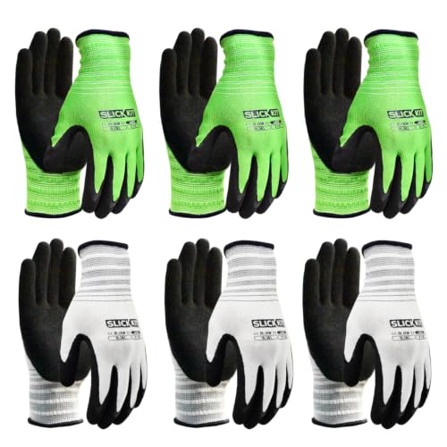 6 Pairs Gardening Gloves for Women & Men, Spring Green & White - size: Small/7