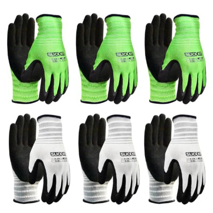 6 Pairs Gardening Gloves for Women & Men, Spring Green & White - size: Small/7