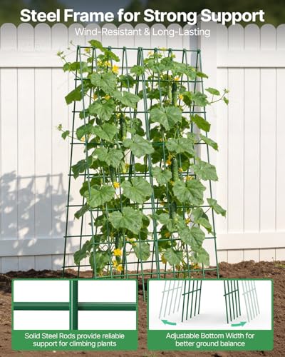 Suteck A-Frame Cucumber Trellis 59.4" 2 Pack, Foldable Metal - size: 59.4"