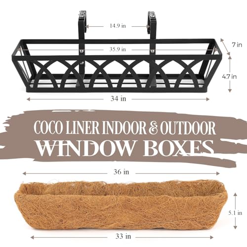 2 Pack 36IN Window Box Planter Basket w/Adjustable Brackets (S1) - color: Set 2