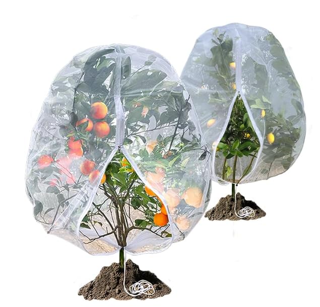 Fruit Tree Netting with Zipper & Drawstring,Garden Plant Net,2Pcs 5.9'x7.2' - size: 2pcs 5.9*7.2FT