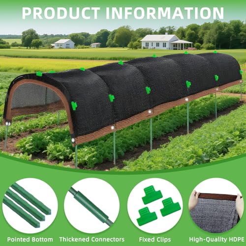 2026 Upgraded Garden Shade Cloth Kit 6.5x16.5FT Garden Shade Cloth for Plants Heat Protection with 6 Sets Garden Hoops for Raised Beds 75% Sunblock Shade Cloth Row Cover for Outdoor Plant Vegetables - size: 6.6FT x 16.5FT