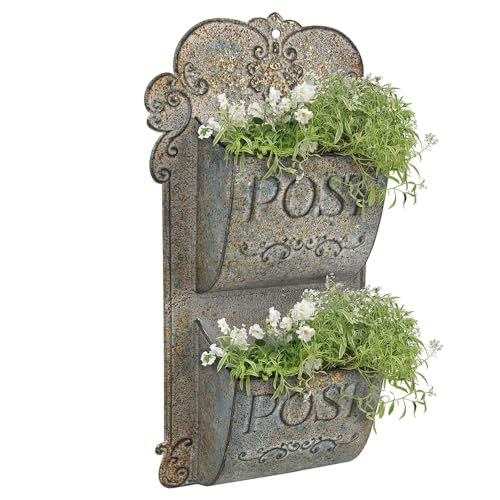 All Chic Metal Wall Planter Outdoor Wall Planter Rustic Wall Mount Planter Wall Hanging Planter Outdoor Wall Planter for Farmhouse Garden Decor - color: Gray