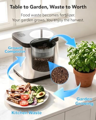 Growell 4L Electric Composter for Kitchen, Countertop, Indoor Compost Bin - color: Silver