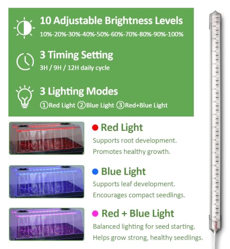 4-Pack 1020 Seed Starter Tray with Grow Light & 6.3" Tall Humidity Dome - size: 4p 1020Trays+6.3''Domes+Lights