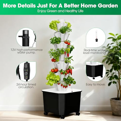 Vertical Hydroponic Tower Garden, 35 Pods 7-Layer Growing System