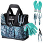 WORKPRO 5PCS Garden Tool Set, Aluminum Heavy Duty Gardening Tool Set - style: Blue flower with bag