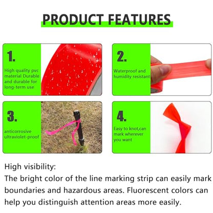 6 Pack Green Flagging Tape, Non-Adhesive Plastic Ribbon Neon Marking Roll - color: Green