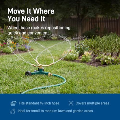 Orbit 58257N Lawn and Garden 3-Arm Metal Sprinkler with Wheel Base - style: 3-Arm Sprinkler
