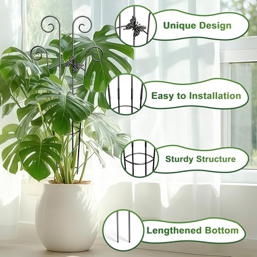 Coomin 32.6in Monstera Plant Support Trellis with One Butterfly, 4P - size: 32in,butterfly/4p