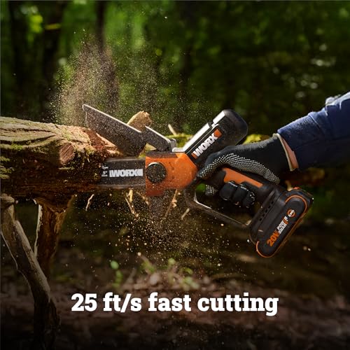 WORX Cordless Mini Chainsaw, 20V 5" Pruning Saw, WG326 - style: 5" 25 ft/s Pruning Saw 2.0Ah Battery