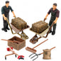 Garneck 12 Piece Miniature Farm Accessories Farmer Figures Tool Diorama Set