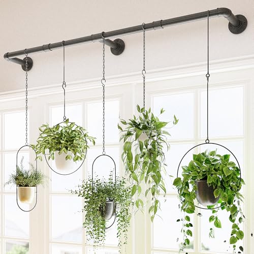 Bamworld Window Plant Hanger Indoor 63in Hanging Planters for Indoor Plants - color: Black