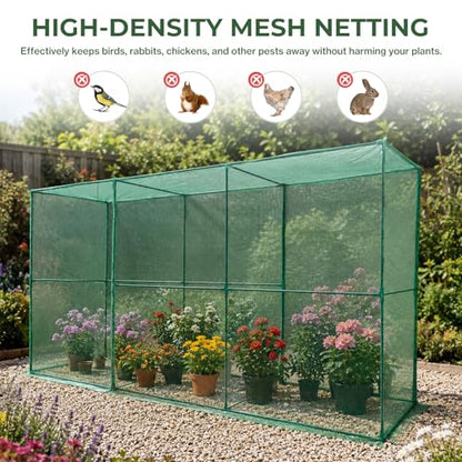 Aoodor 12x4x6 FT Crop Cage for Garden - size: 12x4x6 FT