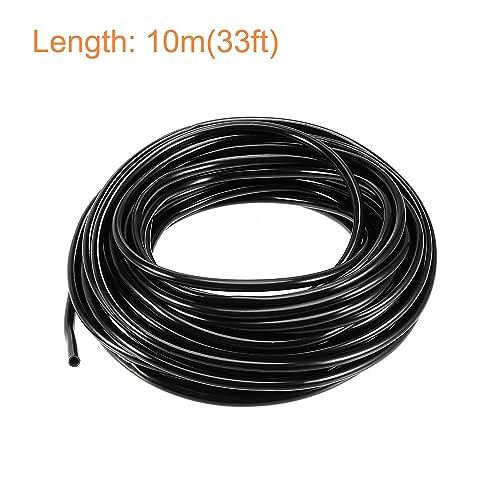 uxcell 33ft Drip Irrigation Hose PVC Vinyl Tubing, 1/8"(3mm) ID 4mm OD Black Water Hose - size: 33ft