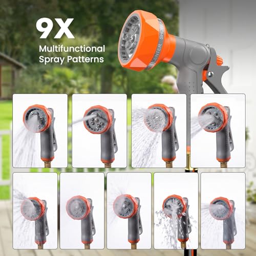 NEWBULIG Garden Hose Reel, 1/2" x 65 ft Retractable Heavy Duty Water Hose - color: Grey, size: 1/2" x 65 FT