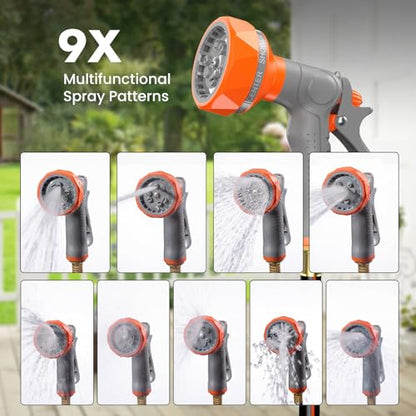 NEWBULIG Garden Hose Reel, 1/2" x 100 ft Retractable Heavy Duty Water Hose - color: Orange, size: 1/2" x 100 FT
