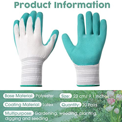 Potchen 20 Pairs Garden Gloves for Women, Ladies' Gardening Gloves Bulk