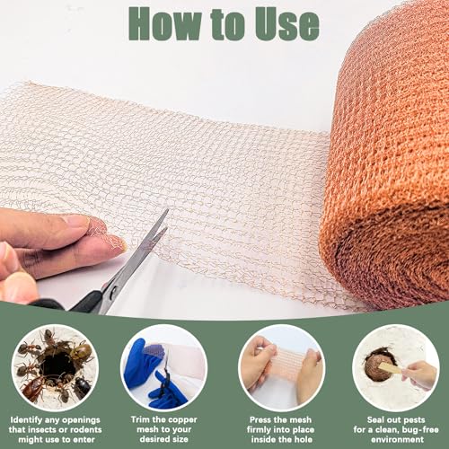 5" X 100 Ft Copper Mesh Rodent Control, Premium Copper Wool
