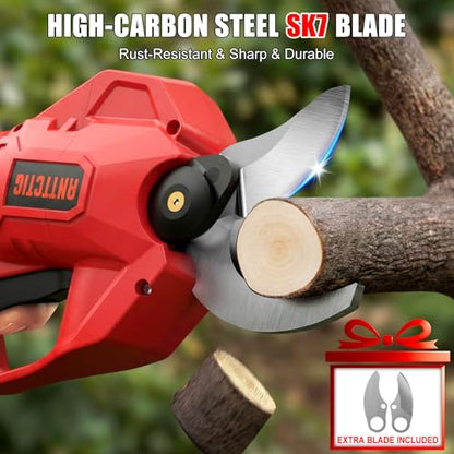 Electric Pruning Shears, 2.56'' Opening, 2 Batteries&Spare Blades - color: Red
