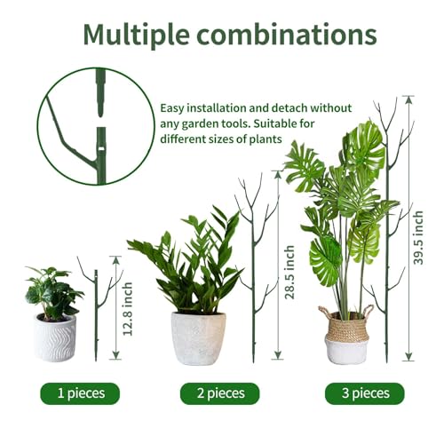 Yhtpouqe 9 Pack Green Plant Support Stakes Plant Stakes for Indoor and Outdoor Plants. 39.37inch Plant Sticks with Extension Poles, Plant Clips,Plant Ties for Potted Monstera Plants, Climbing Plants - size: 39.37"- 9 Pack