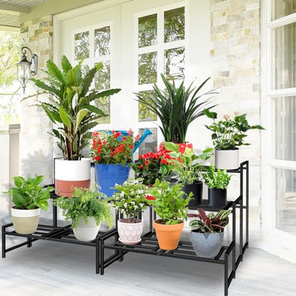 Plant Stand Indoor Outdoor, 3-Tier Stackable Wrought Iron Plant Stands - size: 24''