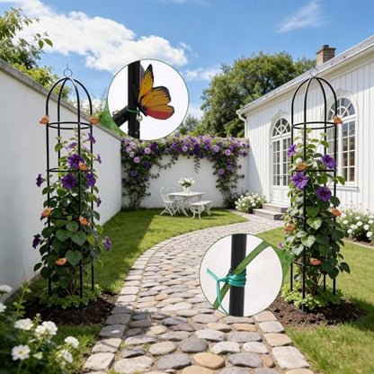 100% Metal Obelisk Garden Trellis 6.6 Ft Tall Plant Support for Climbing - size: 1PC