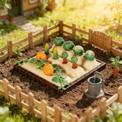 Sewroro Mini Landscape Vegetable Field Model Mini Farm Tool Model Set Dollhouse Accessories for Diorama Vegetable Garden Miniature Farm Tool Set Home Decor Scene Layout