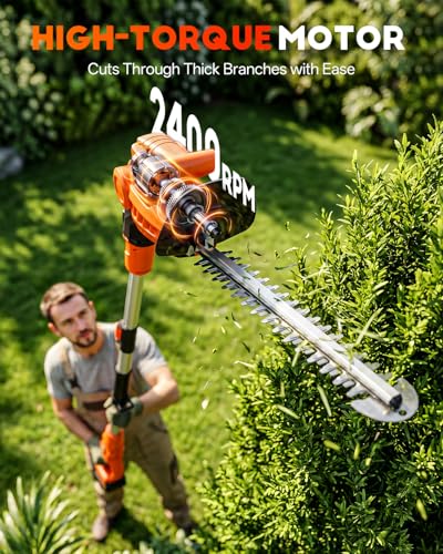 2-in-1 Cordless Hedge Trimmer with Telescoping Pole