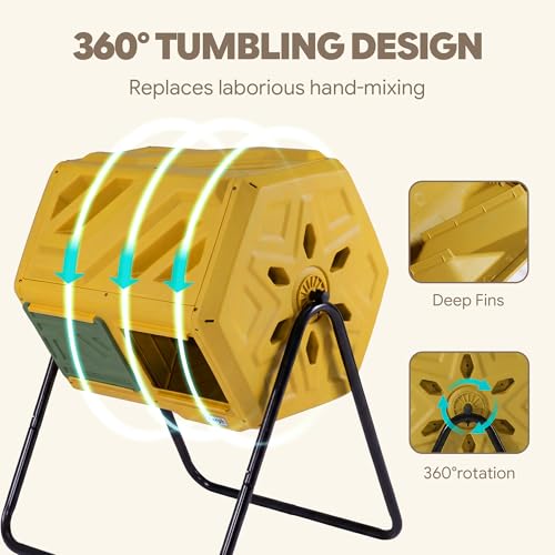 Werph 43 Gal Outdoor Compost Bin for Garden & Kitchen Waste, Yellow - color: Yellow