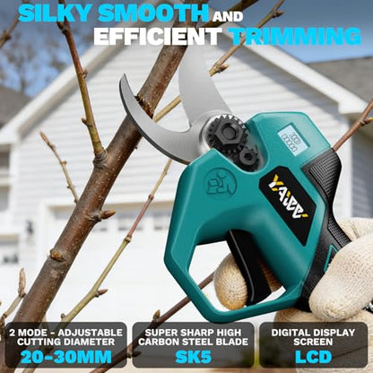 Brushless Electric Pruning Shears for Makita Battery, Portable Cordless Pruning Shears with LCD Display＆SK5 Blades, Adjustable Cutting Diameter 0.8-1.2 Inch for Gardening Tree Pruning(NO Battery)