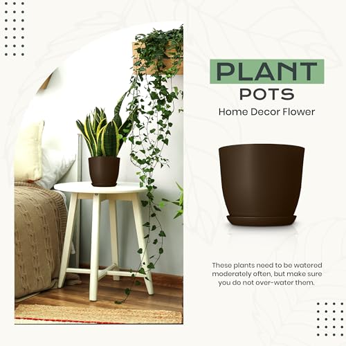 Plant Pots Indoor with Drainage, 10 Pack Multi-Size Planters Set, Brown - color: Brown, size: Pack of 10