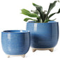 LE TAUCI Ceramic Plant Pots, 5.1 + 6.4 Inch, Set of 2, Reactive Glaze Blue - color: Reactive Glaze Blue