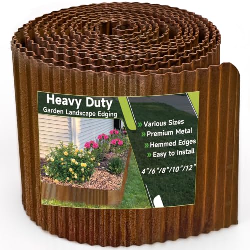Corrugated Garden Edging,6"×40Ft Pre-Rusted Landscape Edging & Lawn Edging Border,Metal Garden Border for Flower Beds,Garden,Lawn,Raised Beds & Tree Surrounds - color: Pre-Rusted, size: 6"×40Ft