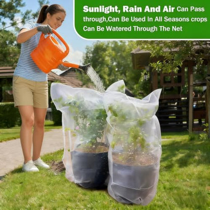Drawstring Blueberry Netting for Bushes - 2Pack 3.28 * 2.62+ 2pack 4.92 * 3.94Ft - Easy Install Reusable Garden Netting,for Fruit Trees & Tomato Plants, Blocks Birds, Squirrels & Insects - size: 3.28*2.62+4.92*3.94