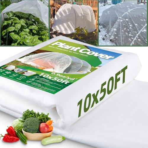 CJGQ 10x50ft Plant Covers Freeze Protection- Frost Cloth Blanket Floating Row Cover for Winter 0.9 oz/yd