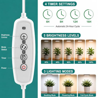 LORDEM Grow Lights for Indoor Plants,Ceiling Full Spectrum Plant Light 5V - size: 3.54in-1 Head