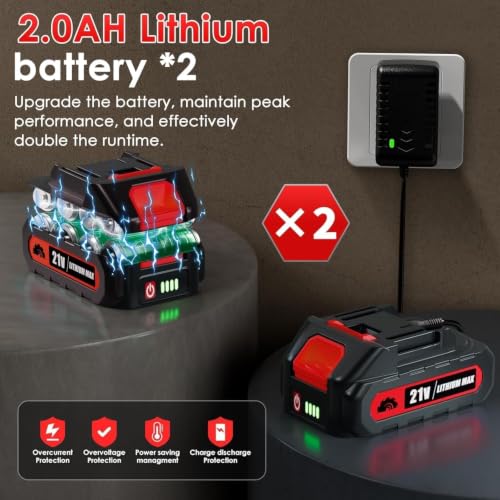 21V 2 in 1 Cordless String Trimmer and Edger, 12" Auto-Feed Electric Weed Wacker, Lightweight Weed Eater with 2 X 4Ah Batteries, Grass Cutter Lawn Tool with 2 Line Spools for Garden Yard