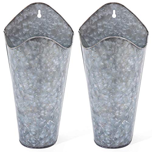 Mkono Metal Wall Planter, Hanging Vase for Flowers Plants, Set of 2, Silver - color: Silver