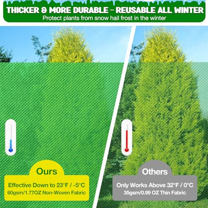 2pcs Reusable Winter Frost Plant Cover Freeze Protection, 47.2"x72" Large Frost Plant Cover for Winter Outdoor Plants,Frost Cloth Plants Jacket Drawstring Tree Cover for Outdoor Plants - size: 47.2"x72"
