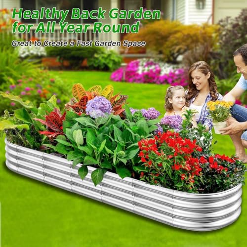 RAYKEEP 8x2x1ft Galvanized Raised Garden Beds, Pack of 01 - Silver - color: 1pcs, size: 8x2x1ft