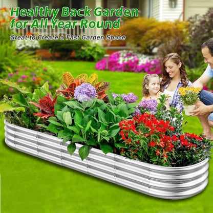 RAYKEEP 8x2x1ft Galvanized Raised Garden Beds, Pack of 01 - Silver - color: 1pcs, size: 8x2x1ft