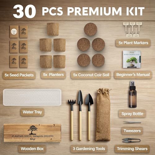 Bonsai Tree Kit Deluxe - Growing 5 Unique Japanese Bonzai Trees