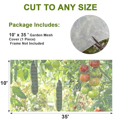 10×35 FT Garden Netting, Ultra Fine Mesh Pest Barrier, Plant Covers Row Cover for Vegetables Fruits Flowers, Greenhouse Raised Bed Screen Protect Plants from Birds Bugs - size: 10×35FT